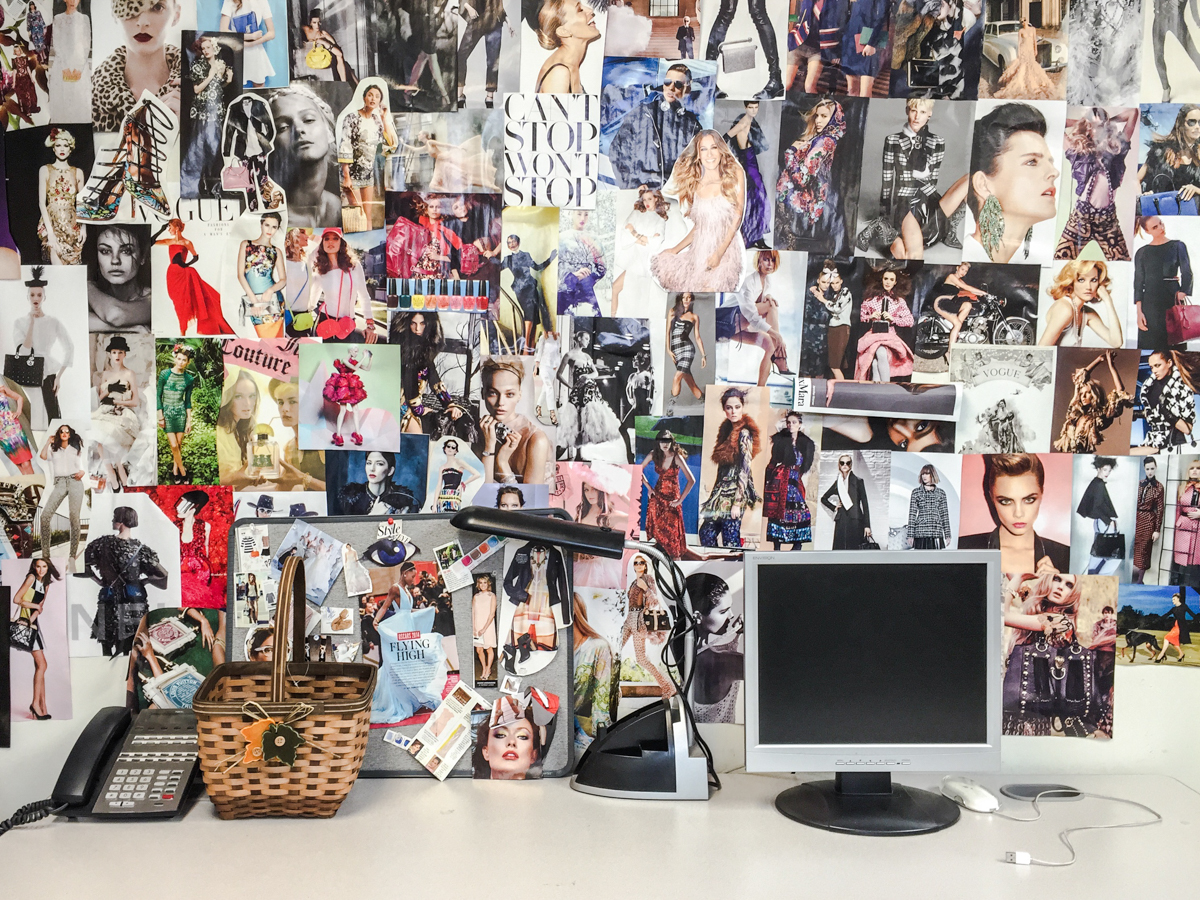 Fashion collage in a magazine office