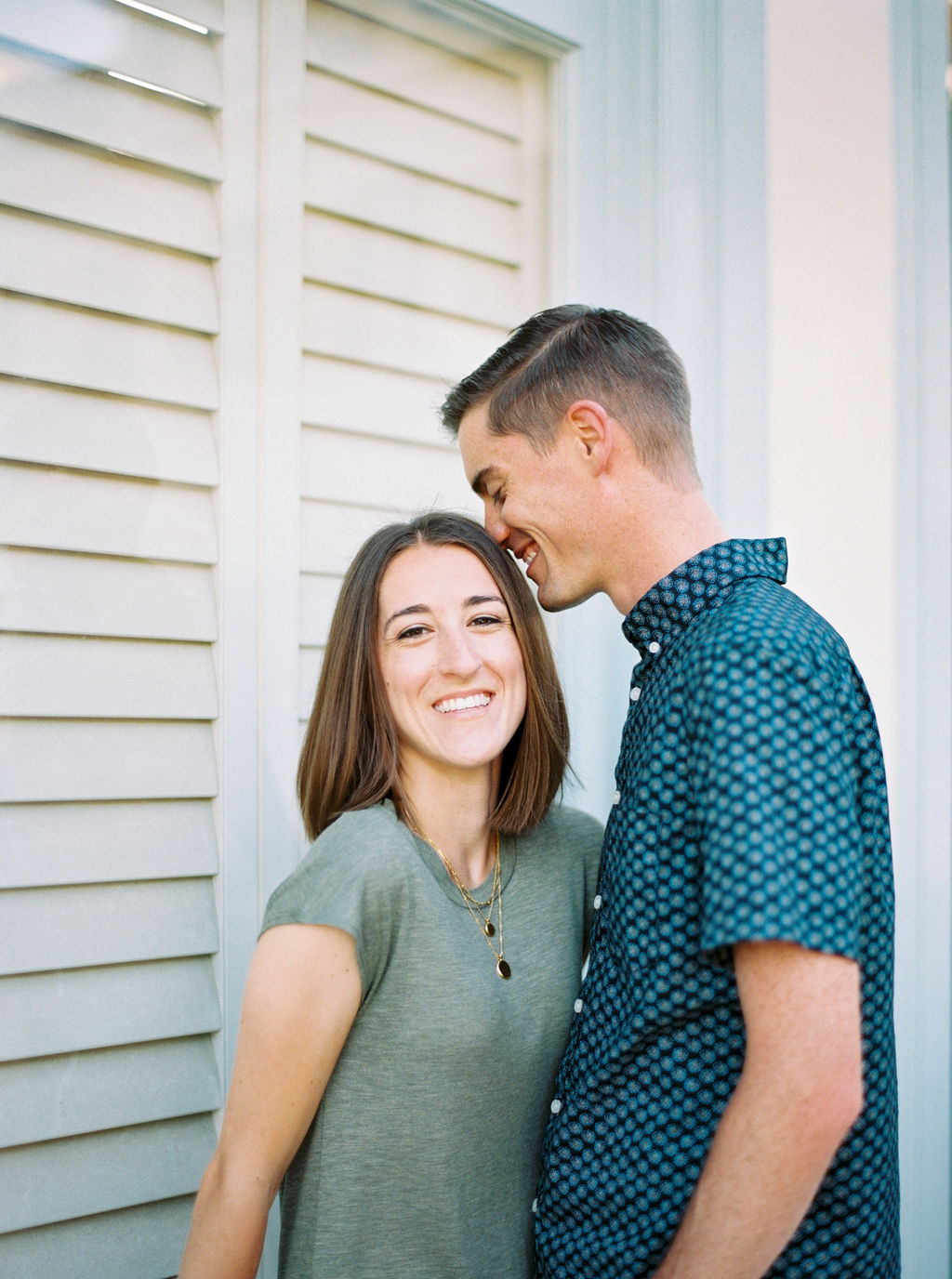 Engagement photos of photographer Abby Murphy and her fiance Hunter in Old Village Mount Pleasant, South Carolina