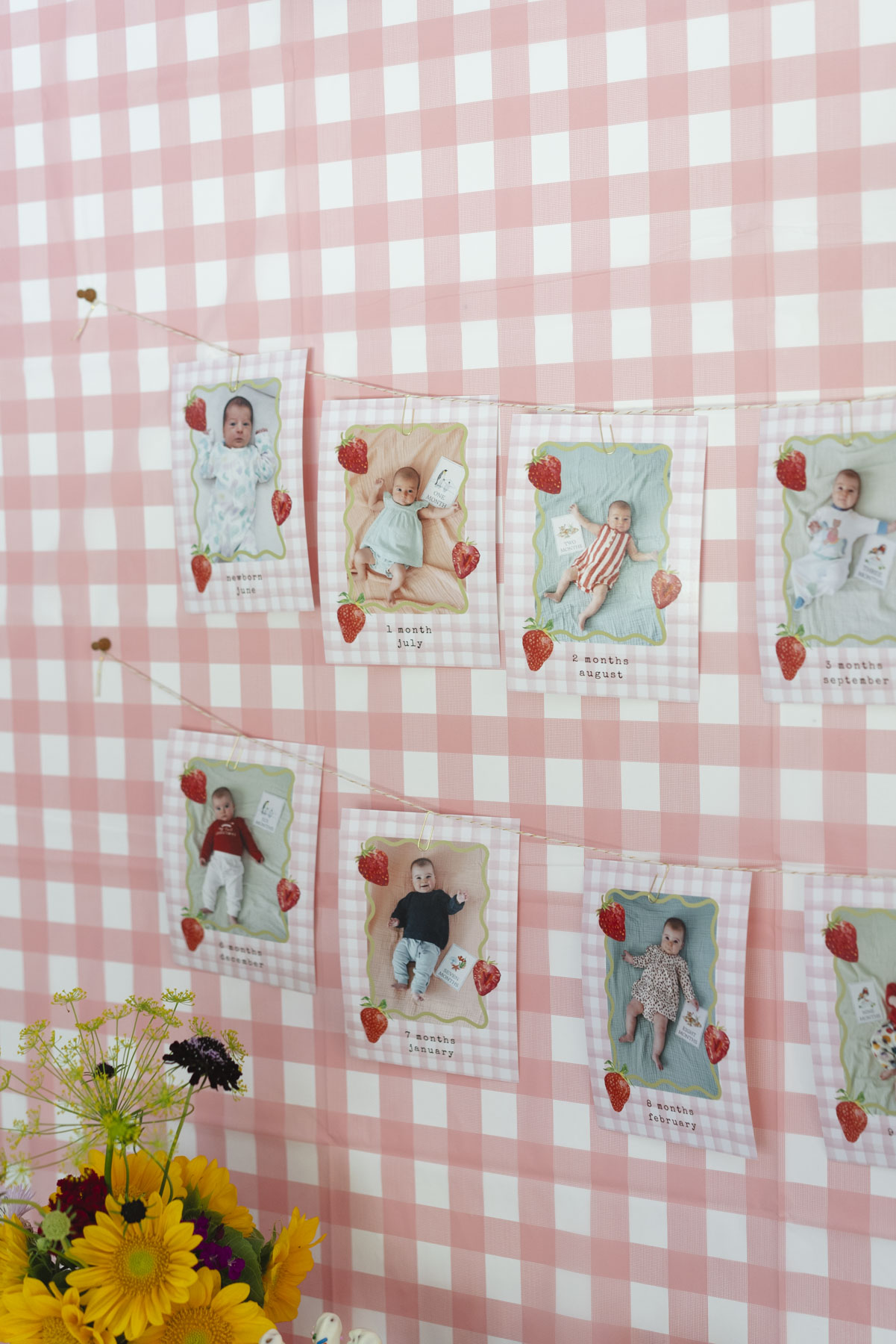 Close up of baby photos. 