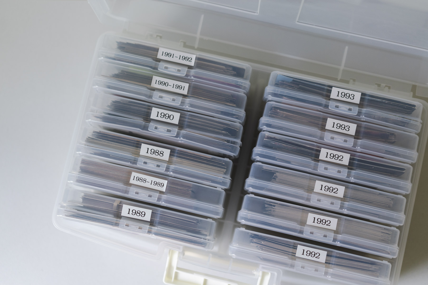Row of cases within the Iris photo case. 
