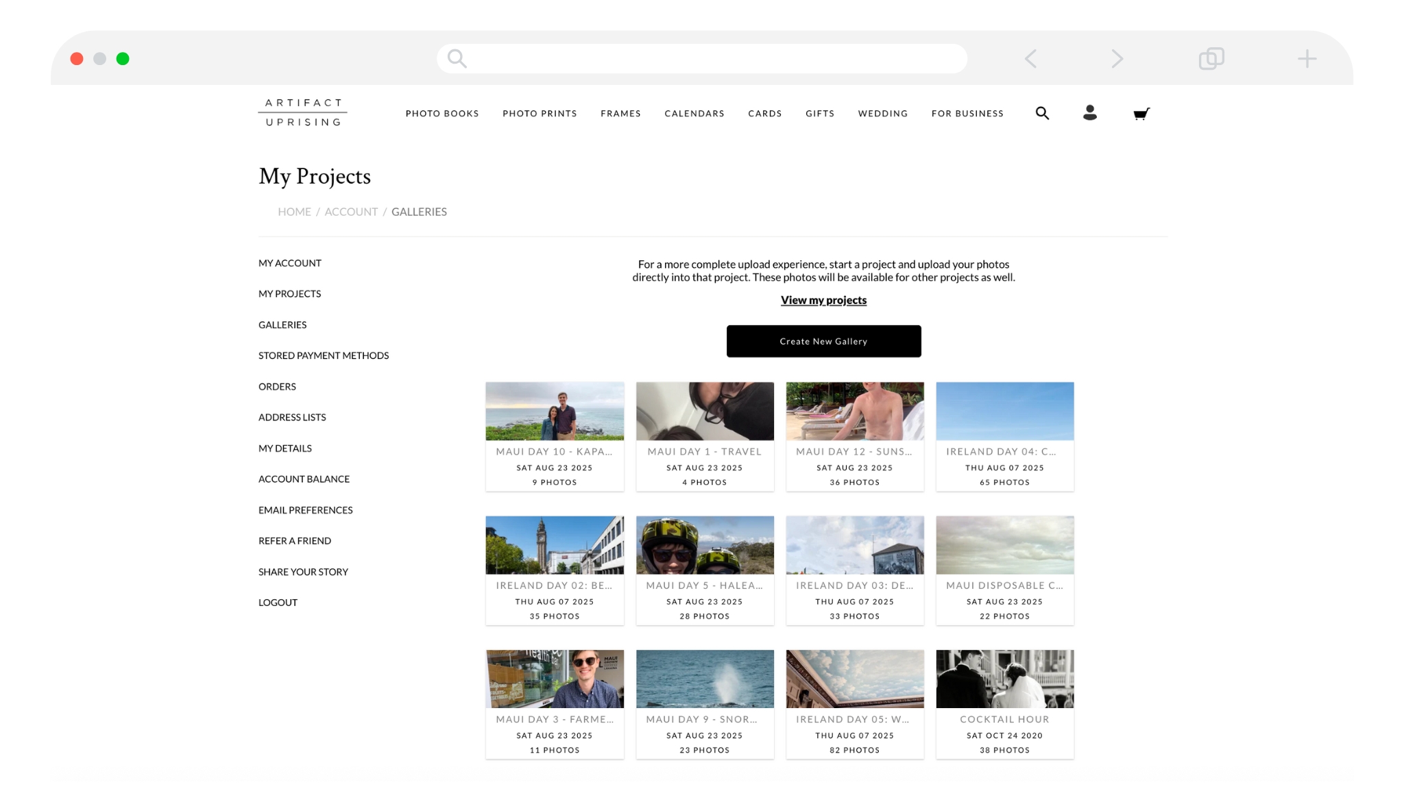 Screenshot of the Artifact Uprising website. 