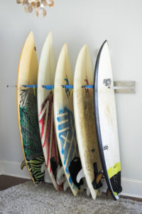Surfboards in a custom made storage system