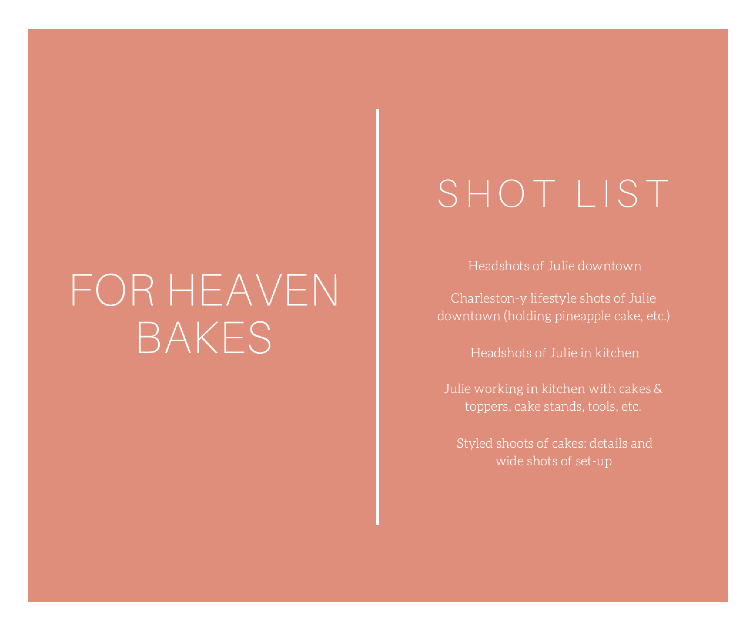 Shot list made in Canva for a personal branding photoshoot