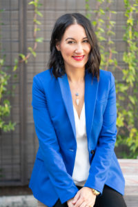Woman in blue blazer lifestyle professional portrait