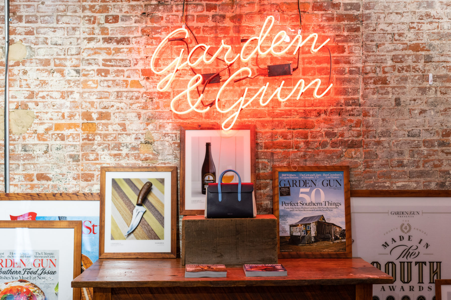 A Draper James handbag in the Garden and Gun offices