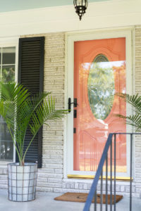 A front door painted a bright color