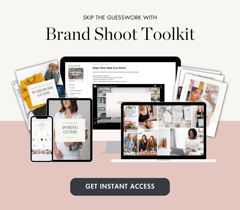 Graphic of Brand Shoot Toolkit for Photographers online course by Abby Murphy